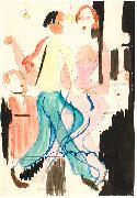 Ernst Ludwig Kirchner Dancing couple - Watercolour and ink over pencil Sweden oil painting artist
